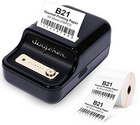 Smart Label Maker B21 mit 230 Etiketten, Bluetooth-Thermo-Preis-Barcode-Etikettendrucker, Adressetiketten-Maschine, kompatibel mit Android und iOS, für Organisationen, Heimbüro, Geschäft(schwarz)