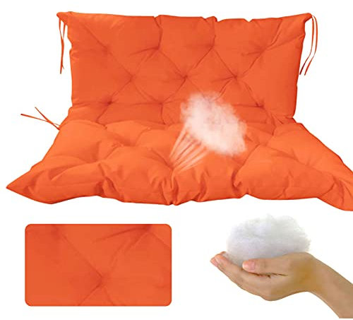 RDJSHOP Bankkissen mit Rückenlehne 2/3 Sitzer Bankauflage für Gartenbank, 10 cm Dick, Outdoor Wasserdicht Bankpolster Auflage für Hollywoodschaukel,orange-100x100x10cm