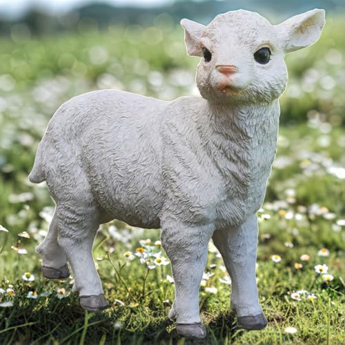 Best Value Here Small 20cm Sheep Statue for garden, Lamb Garden Ornament outdoor,Farm Yard Animal Patio Sculptures Decor Law decorations 3 Sizes gifts for gardners (Small lamb)