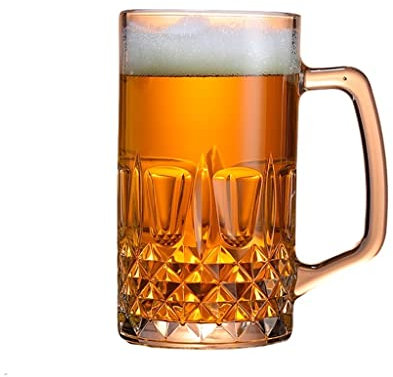 PIAOLING Taza de Cerveza clásica Tazas de Cerveza de Cristal, Tazas de Cerveza de Cristal con Mango, Tazas de Cristal Grandes, Gafas de Cerveza alemanas Extra Grandes Vasos de Cerveza (Color : A)