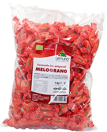 Lemuria - CARAMELOS Artesanales Ecológicos con GRANADA - Útiles como Antioxidantes, Sin Gluten y Sin Azúcar - 1 kg