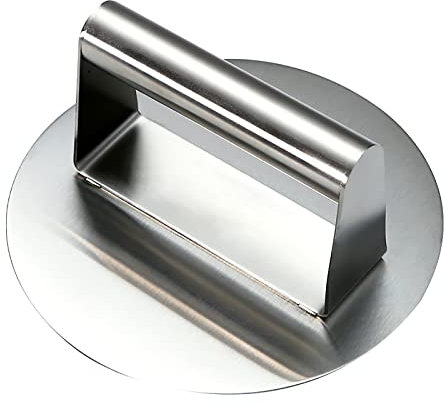304 rostfritt stål hamburgarpress för stekbord, kraftig grillpress 13 cm rund non-stick hamburgarpress för svart sten platt topp grillmatlagning