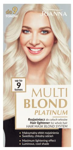 Joanna Multi Blond Platinum Aufheller für Gesamte Haar | Hellt das Haar um 9 Töne auf - Kühler Farbton - Schützt das Haar Während der Behandlung