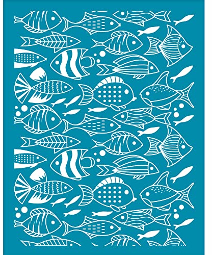 OLYCRAFT 10x12.7 cm Fisch Thema Tonschablonen Tropische Fische Siebdruck Für Polymer Clay Thema Sommer Sea Fish Siebdruck Schablonen Mesh Transfer Schablonen Für Polymer Clay Schmuckherstellung