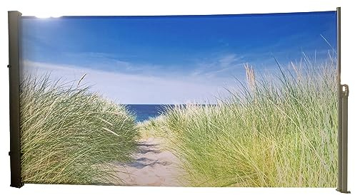 Garden Pleasure Seitenmarkise Motiv Nordseeküste grau 160x300 Markise Seite Balkon Sichtschutz