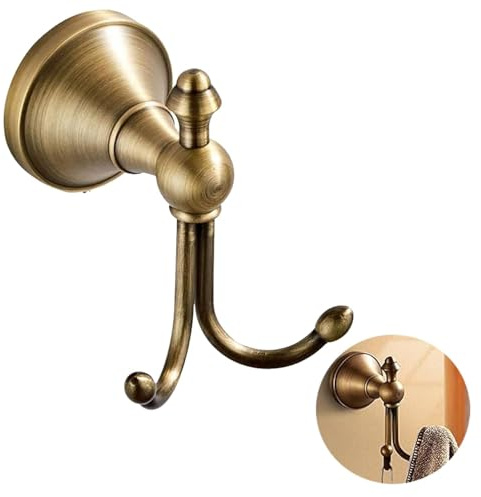 YWHWLX Vintage Brass Towel Hook Hanger Double Robe Hooks Wall Mounted for Bathroom Bronze Antique Brass Wall Towel Robe Hook Clothes Hanger/for Kitchen Room high Load-Bearing-1PC