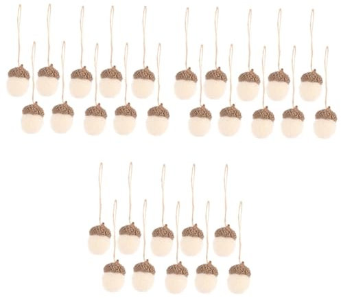 PRETYZOOM 30 STK Eichel-bündel Aus Filz Gefilzte Wollornamente Eichel-Ornament Aus Filz Filz-eicheln Künstliche Blumengirlande Eicheldekorationen Gefühlt Spielzeug Kleiner Baum Weiß