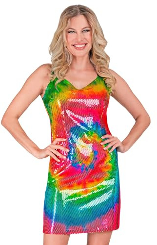W WIDMANN MILANO Party Fashion - Paillettenkleid Damen | Ärmelloses Retro-Kleid mit Glitzer-Look, Kostüm für Karneval, Mottoparty & Festival