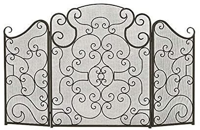 Kamin-Funkenschutz, wunderschöner Kaminschutz, Elegante Kamintüren, Kamingitter aus Eisen (Messing)