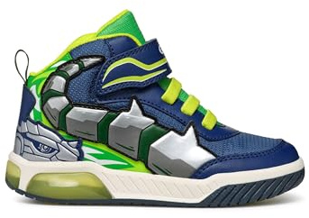 Geox J INEK Boy C - Scarpe da Ginnastica, Navy/Lime,