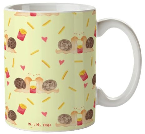 Mr. & Mrs. Panda Tasse Schnecken Liebe - Geschenk, Geschenk Tasse, Freund, Becher, große Liebe, verliebt, Teebecher, Verlobung, Teetasse, Cappuccino