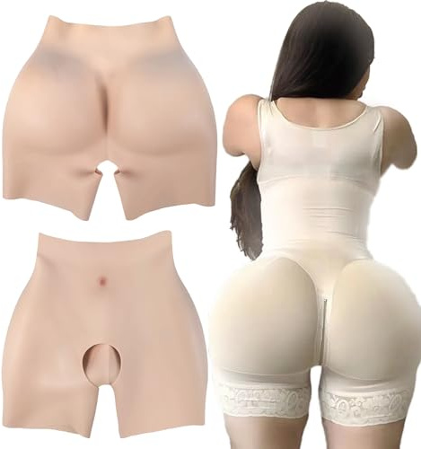 Adima Culo Falso Silicona Realzador De Caderas Gruesas Big Butt Lifter Realista Caderas Entrepierna Abierta Super Fuerte Pantalones De Silicona,Blanco,Hip 1.2CM