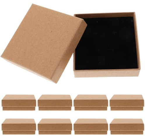 PACKOVE Caja De Joyería Retro De Papel Kraft 10 Piezas Para Anillos Pendientes Y Collares Cajas De Regalo Pequeñas Para Joyas Organizador Práctico Para Uso Diario