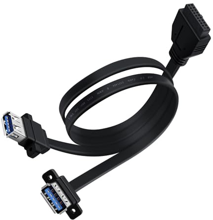 HuaLiSiJi USB 3.0 Cavo Pannello Frontale Adattatore Interno USB 3.0 a 20 pin con Doppia Type A per Pannello Frontale Montaggio a Vite Tipo (30 cm)