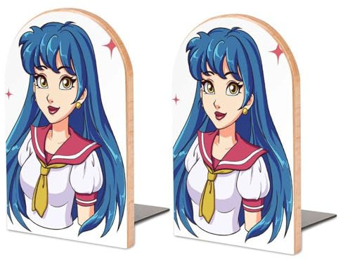 Buchstützen Anime-Mädchen Buchregalhalter Buchstütze Buchständer Holz Bücherregal Buchstopper Für Regale 2 Stück