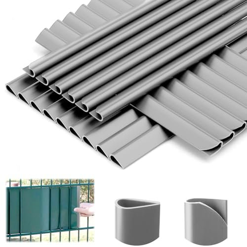 KGGZKG Pack of 35 Mounting Clips, Privacy Screen, PVC Privacy Screen Strips for Double Rod Mats (Light Grey)