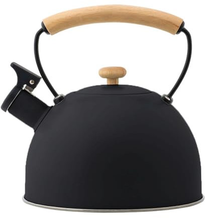 Bouilloire À Sifflet, Théières Pour Cuisinière Acier Inoxydable, Manche Ergonomique En Bois, Fond Composite Épaissi, Convient À Tous Les Types De Plaques De Cuisson, Y Compris L'induction (2.5L)