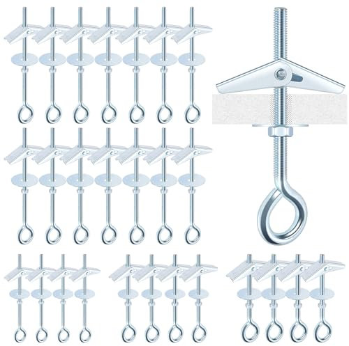 Mardatt Assortiment de 15 boulons à œillet M4 x 75 mm - Boulons à ressort - Ancrages papillon - Ancrages papillon à bascule - Ancrages à bascule robustes avec écrou papillon pour suspendre des lampes,