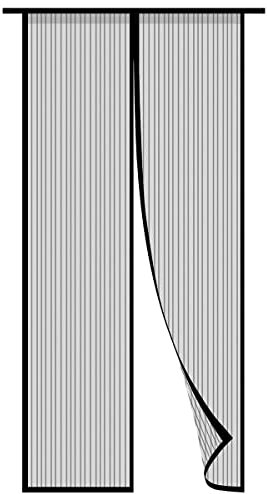 Magnetic Fly Screen Door, Heavy Duty Bug Mesh Curtain with Powerful Magnets and Full Frame Magic Tape, Insect Protection Door No Gap, Keep Bugs Out Lets Fresh Air in,120 * 220cm (Black-XL)