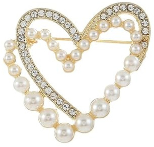 BSLVWG Broschen für Damen Herzform Perle Strass Hut Schmuck Brosche Pins Revers Pins Kreativer Schmuck für Kleid Kleidung Pullover Schal Rucksack Taschen Dekorationen