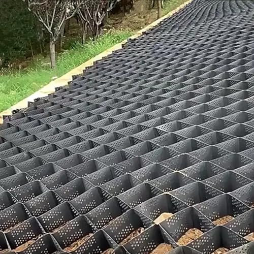 Stabilisateur de Gravier Pavé De Grille De Sol En Pente Raide, Aménagement Paysager D'allée, Géogrille Perméable De 10 Cm De Haut Pour Le Remplissage De Sol/gravier/sable/roches, Grilles De Verrouilla