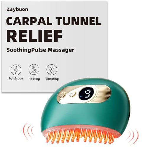 Zaybuon Carpal Tunnel Relief Massager – Hand Massager for Arthritis and Carpal Tunnel, Tennis Elbow, Wrist & Thumb Pain, Instant Pain Relief for Muscle, Joint & Nerve with Heat, Vibration, Green