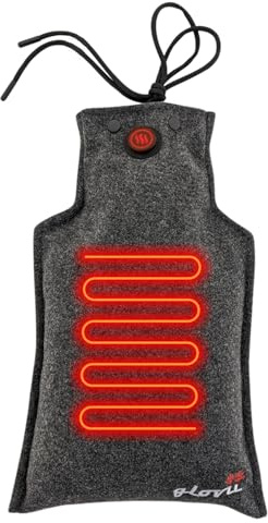 Glovii Beheizte Wärmflasche, Carbon, USB-Anschluss, 3 Heizstufen, Schwarz | 35/45/55 Grad, Carbonfaser-Heizelement, kompatibel mit Powerbank USB-A ab 2A, für Zuhause, Büro, Outdoor