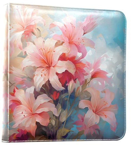 Rosa Lilie Blume PU Leder Bücherregal Fotoalben Schöne Scrapbooking Alben für Erinnerungen