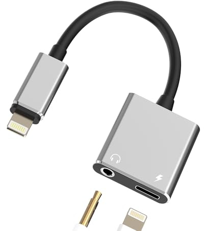 Lightning auf 3.5mm Kopfhörer Klinke Adapter (2in1)AUX Audio Kabel Laden Splitter für iPhone 14 13 12 Pro Max Ladegerät für iPad Anschluss für Apple MFi Certified Lighting Jack Headphone aufladen Auto