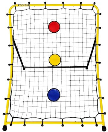 zonlolo Baseball- und Softball-Rebounder-Netz mit drei kreisförmigen Zielzonen in Rot/Gelb/Blau, tragbarer Pitching-Rücklauf-Trainer, drei Winkel ohne Anpassung, geeignet für Kinder