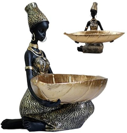 Plateau de service aux fruits, assiette de fruits | Résine Africain Femme servant des assiettes pour les fêtes | Rangement de table élégant réutilisable, ornement de bureau vintage pour la salle d'étu