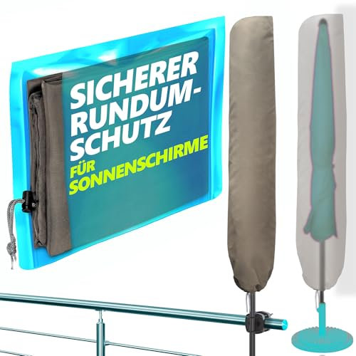 Menz Housse de protection pour parasol - En polyester - Taupe - 2 m de diamètre / 2 m x 1,25 m - Durable - Résistant aux UV - Résistant aux intempéries