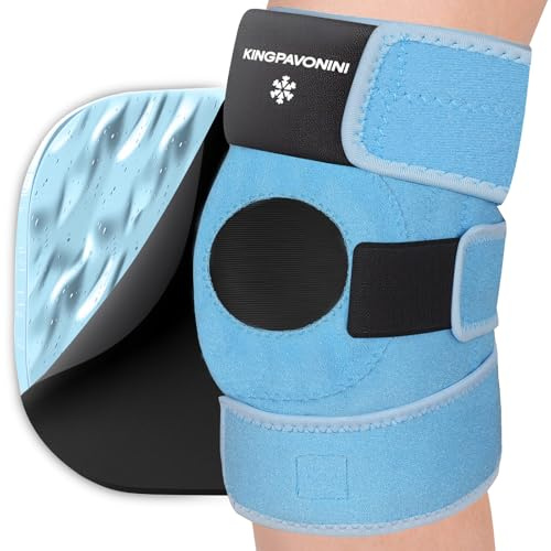 KingPavonini 3-in-1-Kühlmanschette Knie nach Gelenkersatzoperation, wiederverwendbare Kühlakku Gel, Kalt-/Wärmebehandlung Knöchel-Eispackung wickeln Blau 2er-Pack