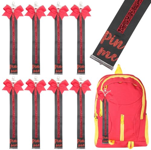 Umibow Schlüsselanhänger mit Glitzer-Schleife, mit Strasssteinen, für Cheerleader, Tasche, Rucksack, 8 Stück