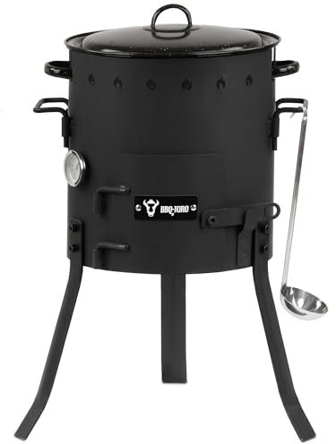 BBQ-Toro Stufa per esterni, Ø 29 cm, cannone per gulasch con pentola, griglia e mestolo per zuppa, caldaia per gulash, focolare all'aperto, braciere, cucina esterna, piano cottura, forno per esterni