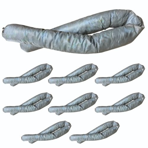 Spill Control Absorbent Sock, for Cleanup of Non-Aggressive Oil & Water Based Fluids, Indoor/Outdoor Use, 3 x 4', 12.6 Gallon Maximum Absorption Capacity (12-Pack) - Made in USA