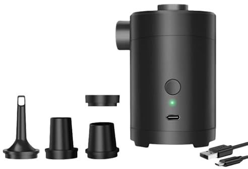 Compact Rechargeable Inflatable Pool Pump with Quick Charge 4 Attachments & Auto Shut-off for Outdoor Beach Essentials, Lightweight Inflatable Pool Pump