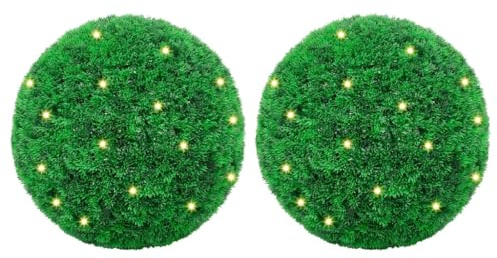 INLIFE Boules de buis artificielles avec lumières LED 2 pcs Vert 52 cm-3335909