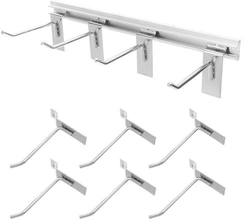 FONDOTIN Set 10 Ganci per Pannello in Alluminio 30 CM Argento Supporto Robusto Organizer da Parete Salvaspazio per Garage Cucina e Esposizione al Dettaglio