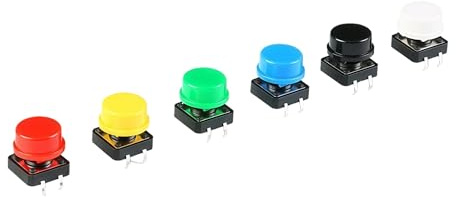 Interruptor pulsador táctil de 12 x 12 x 7,3 mm, microinterruptor momentáneo for Arduino, 10 tapas táctiles + 10 interruptores.(White)