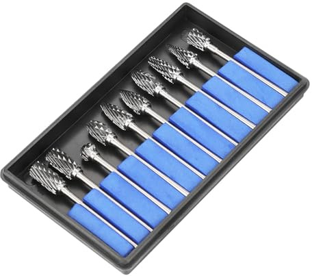Lime rotanti per frese in acciaio al carburo di tungsteno da 10 pezzi, set di frese rotanti a doppio taglio, utensili da intaglio per lavorazione dei metalli ad alta durezza con