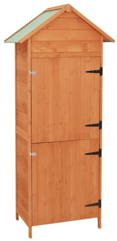 Tomostar Gartenschrank aus Holz, Schuppen, Gartenhaus, Werkzeugschrank, für den Außenbereich, Braun, 42,5 x 64 x 190 cm