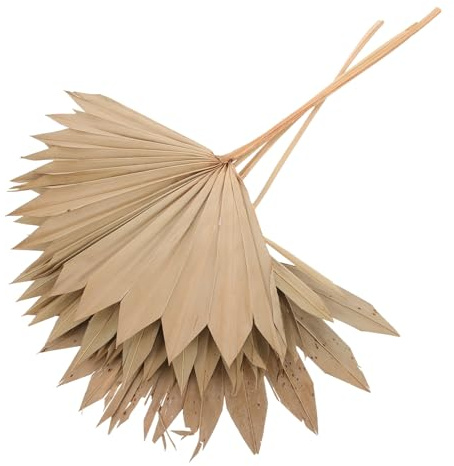 HOMSFOU 4 Pezzi Foglie di Palma Essiccate a Ventaglio Cuore, Decorazione Floreale da Parete Boho Chic, Accessorio Fotografico Resistente per Feste, Casa e Uffici, Stile Rustico Estivo
