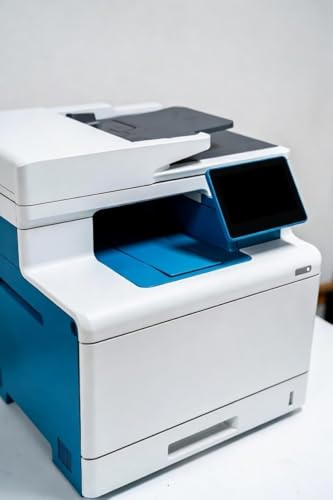 Wireless, Color Laser Printer, Scanner, Copier, Fax, and Label Printer, White and Blue