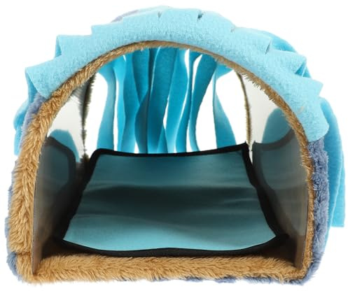 ULTECHNOVO Casa Túnel para Animales Pequeños Borlas, Túnel de Descanso para Hámster y Conejillos de Indias, Cama para Dormir Azul, Accesorio Cómodo y Seguro para Roedores Varios Estilos