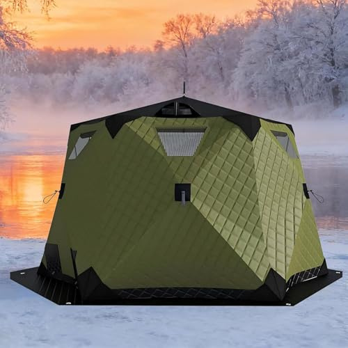 Isolerat isfisketält, bärbart popup-skydd för alla vädersfiske, camping, vandring, utomhusäventyr, 420D-material, enkel installation