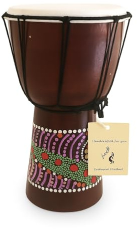 Djembe Drum – Hand Carved African Drum, Bongo Congo Style – Solid Mahogany with Goatskin Head, Tribal Painted Design – 12 High by JIVE