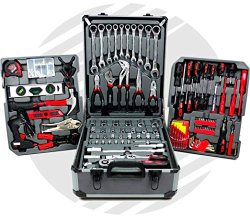 CASSETTA DEGLI ATTREZZI DA LAVORO COMPLETA VALIGIA TROLLEY KIT PORTA ATTREZZI UTENSILI UNITED TRADE