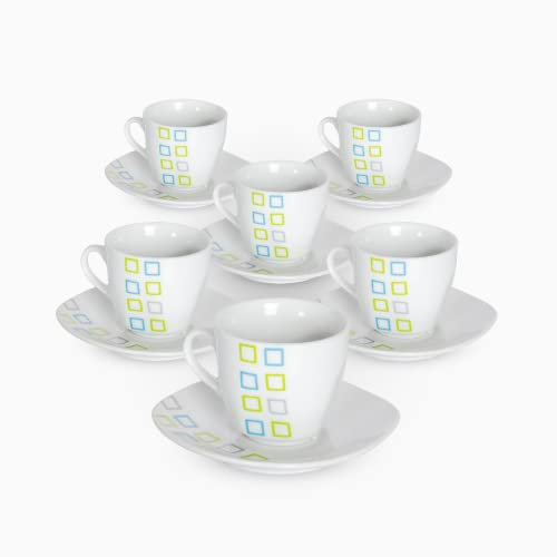 Albalù Set Tazzine Caffè con Piattino in Porcellana – 6 Tazzine Colorate Lavabili in Lavastoviglie, Tazzine Caffè Particolari per Casa o Regalo