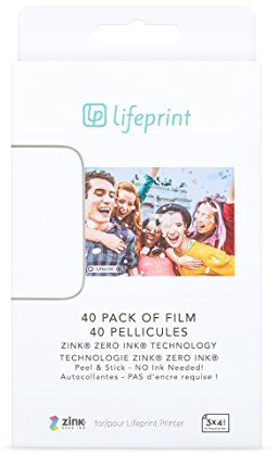 Lifeprint Papier Photo 40 - Photo Paper, Photo Printing Paper 7.6 x 5 cm, Innovative Ecological ZINK Technology, Adhesive Face, Ink-free Printing - 40 Pack